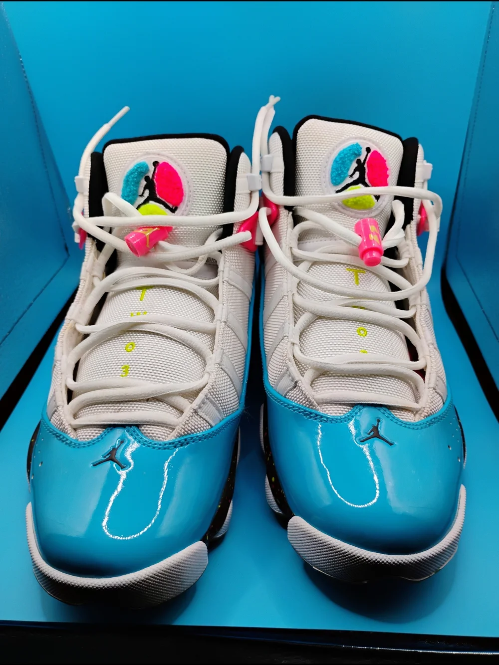 Jordan's 6 Rings White & Blue Basketball Sneakers